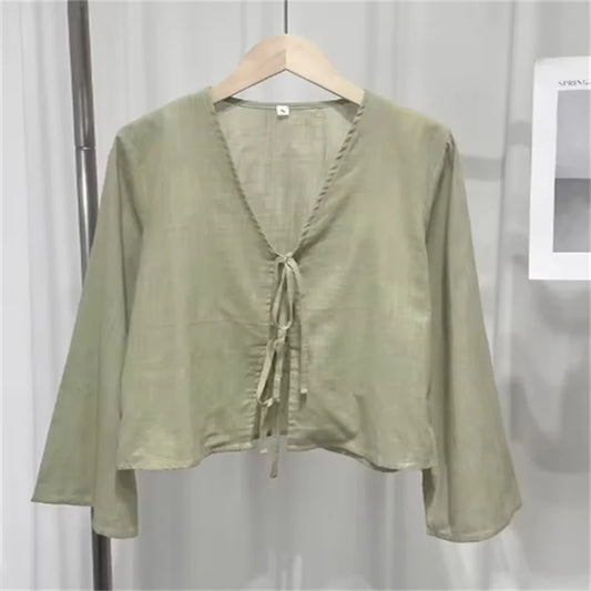 Isla Lace-up Long Sleeve Blouse